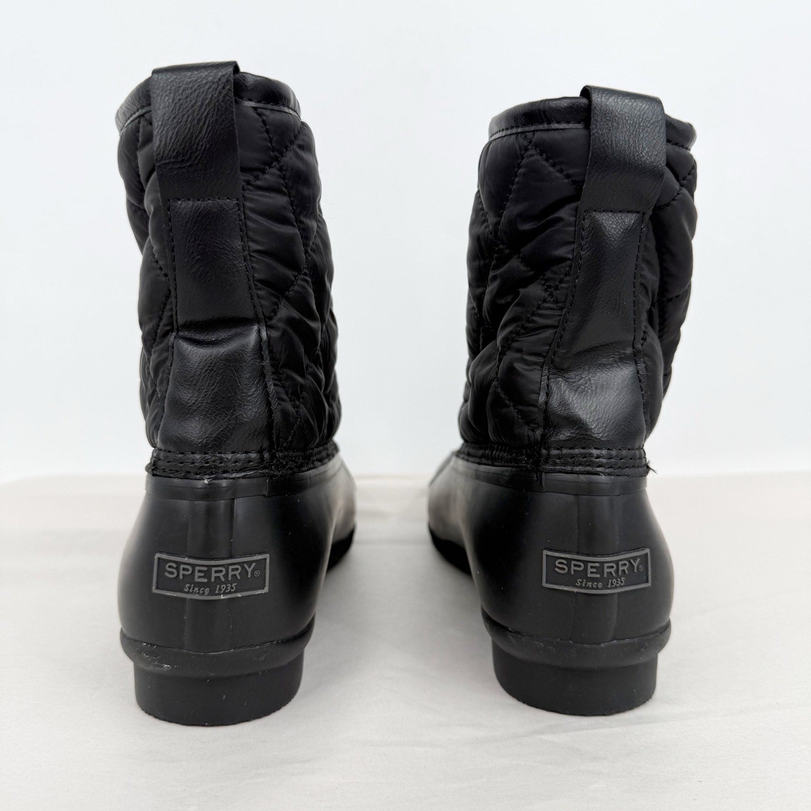 SPERRY Mens Saltwater Quilted Duck Rain Boots US 12 Black Water Resistant NWOB
