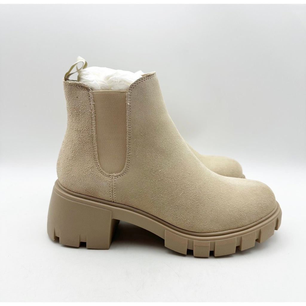 Steve Madden Women's Howler Chelsea Boot Size 7.5 M Beige Block Heel NWOB