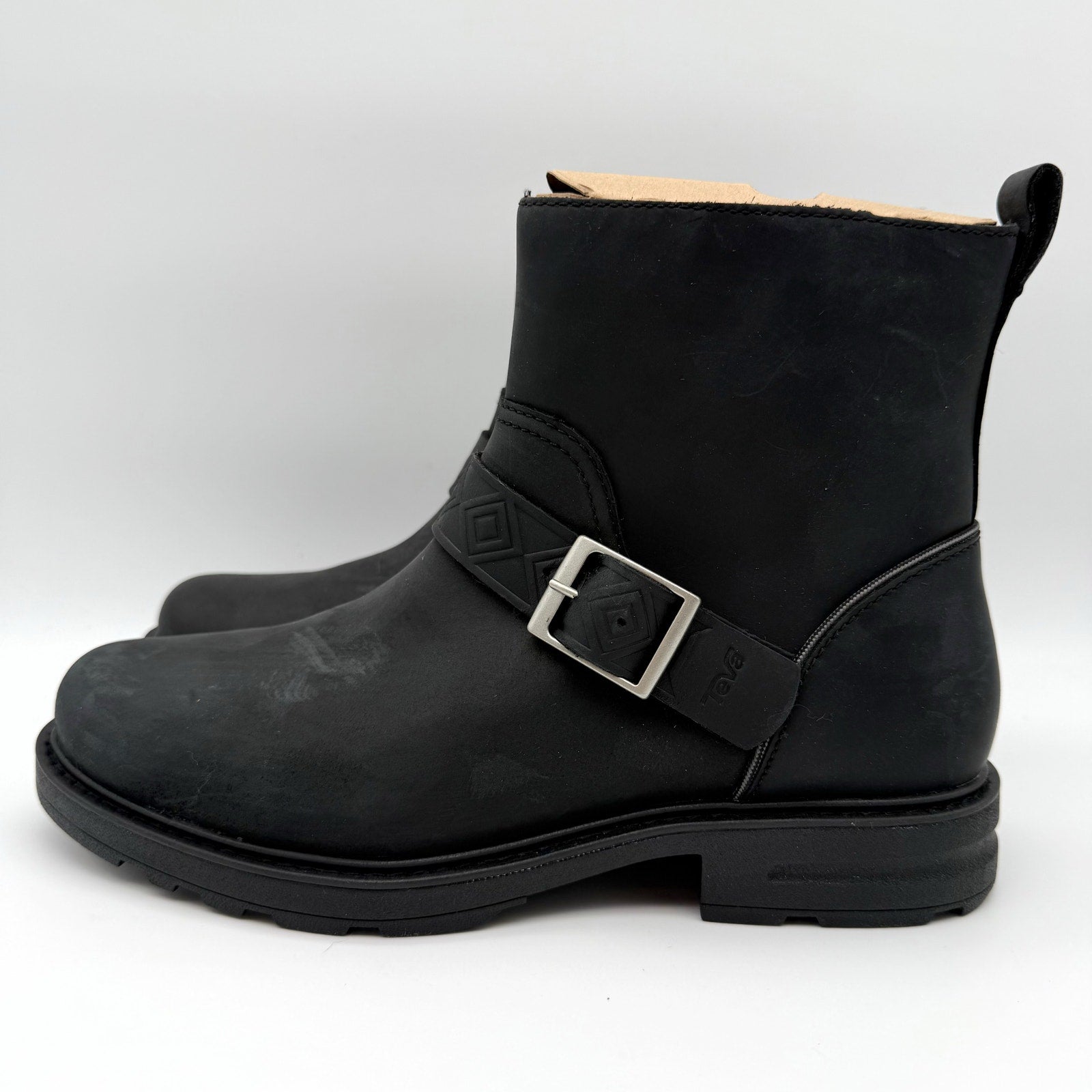 Teva Womens Rowena Buckle Ankle Boot US 8.5 EU 39.5 Black Leather Waterproof NIB