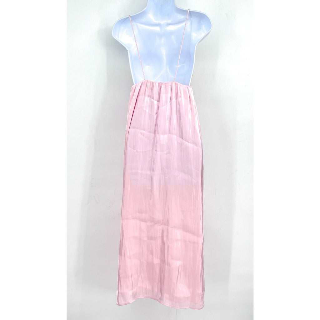 GANNI Womens Changeant Strap Dress Size 38 US 6 Chalk Pink Satin Slip Dress NWOT