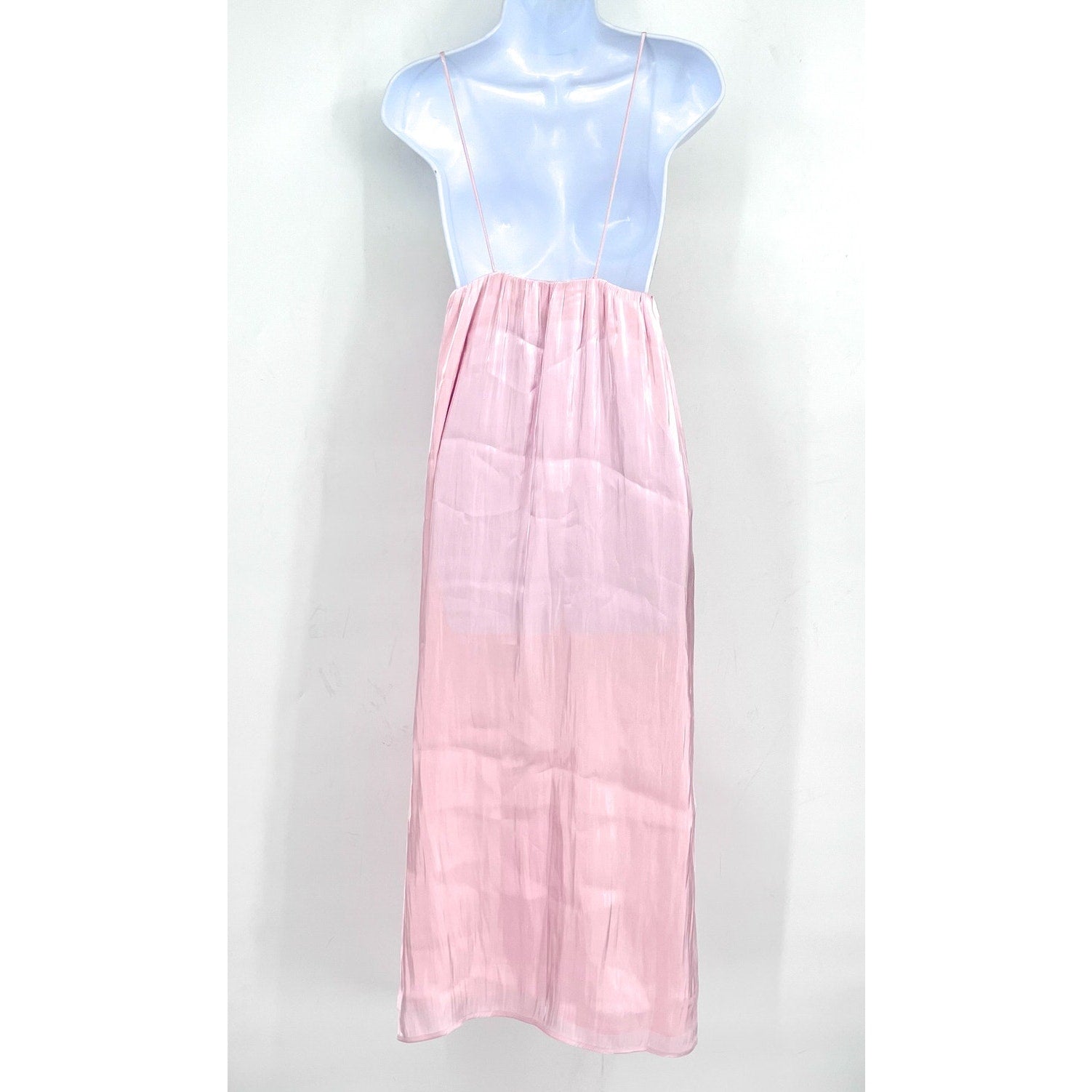 GANNI Womens Changeant Strap Dress Size 38 US 6 Chalk Pink Satin Slip Dress NWOT