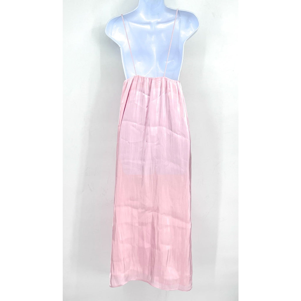 GANNI Womens Changeant Strap Dress Size 38 US 6 Chalk Pink Satin Slip Dress NWOT
