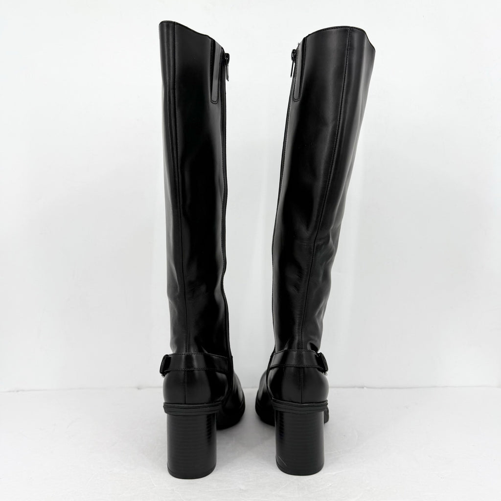 Vionic Womens Trabuco Knee High Boots US 9.5 Wide Black Leather Waterproof NWOB