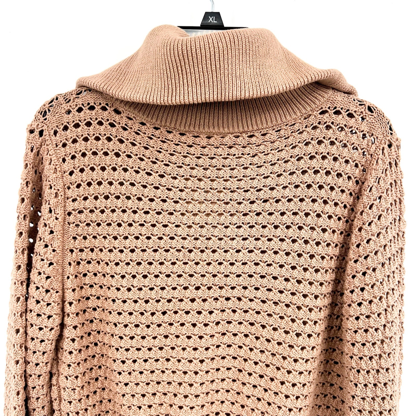VARLEY Women's Eloise Full Zip Knit Jacket Small Tan Warm Taupe Pointelle NWT