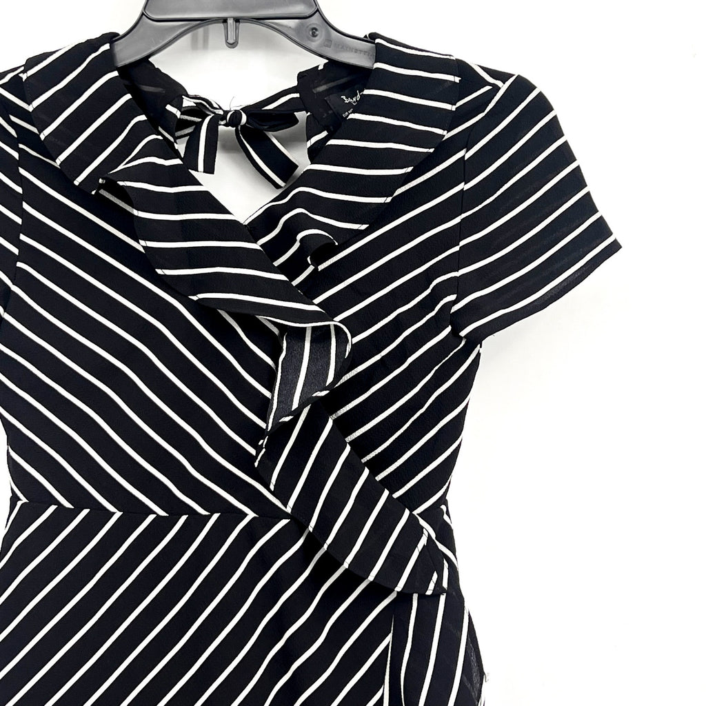 BARDOT JUNIOR Girl's Lola Open Back Dress Size 10 Black White Stripe NWT