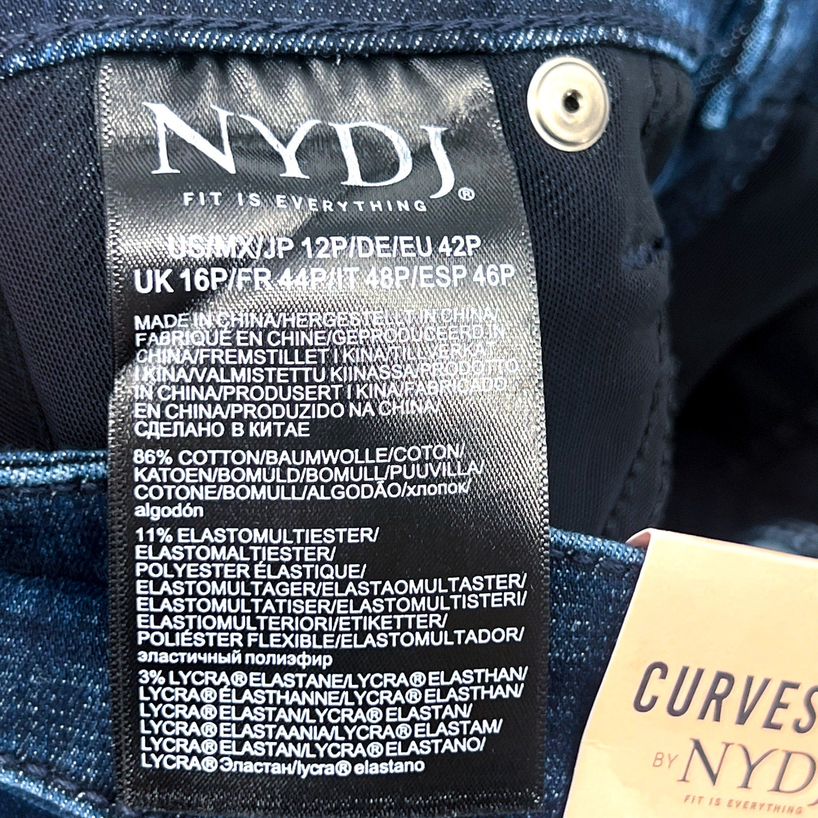 NYDJ Curves 360 Womens Slim Straight Crop Jeans Size 12 PETITE Mesquite Blue NWT