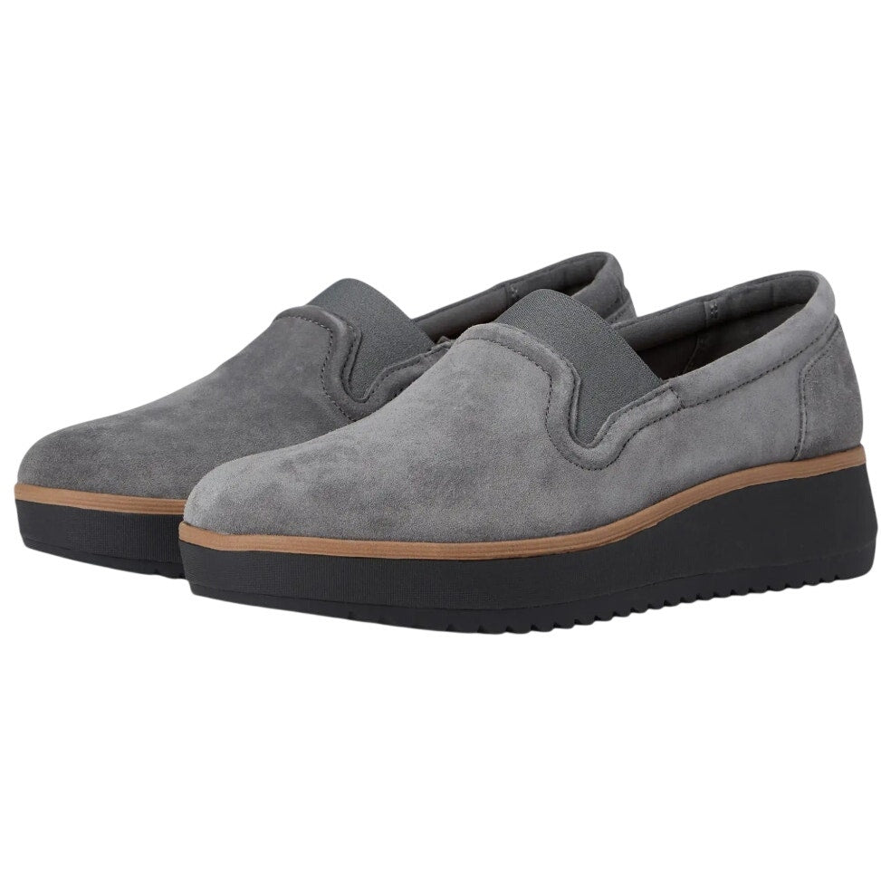 Clarks Womens Zylah Sky Platform Loafers US 11 M EU 42.5 Grey Suede NWOB