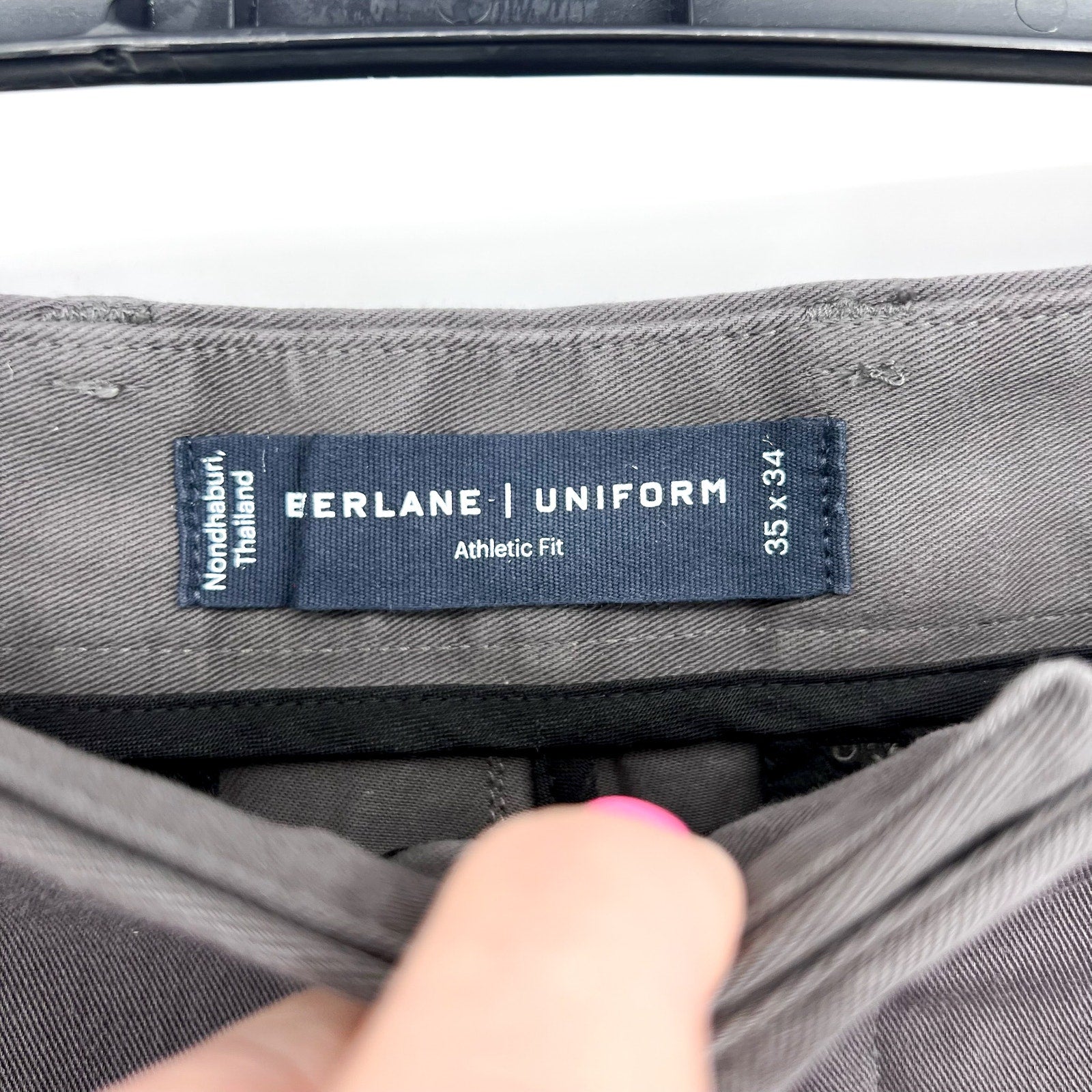 EVERLANE Uniform Mens Performance Chino Pants 35x34 Slate Grey Athletic Fit NWT