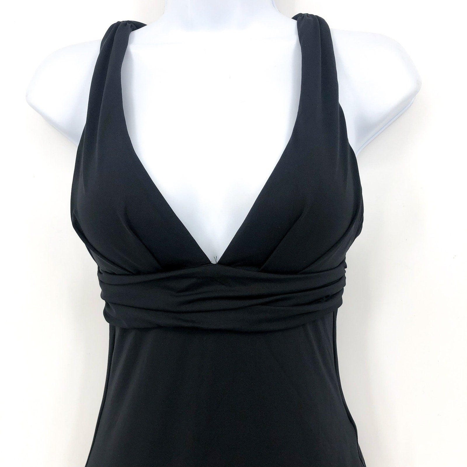 SEAFOLLY Collective Cross Back One Piece Swimsuit Size 6 Black Deep V Neck NWT