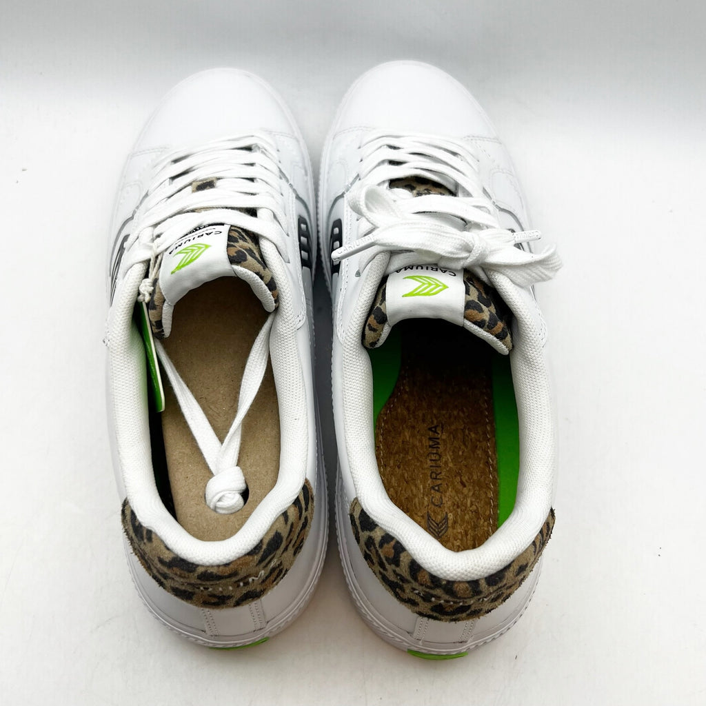 Cariuma Salvas Low Sneakers Womens 11.5 Mens 10 White Leopard Leather NIB