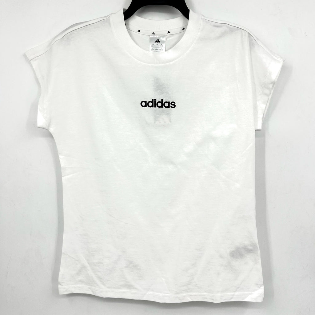 ADIDAS Women's Essentials Linear Single Tee Large White Short Sleeve NWT