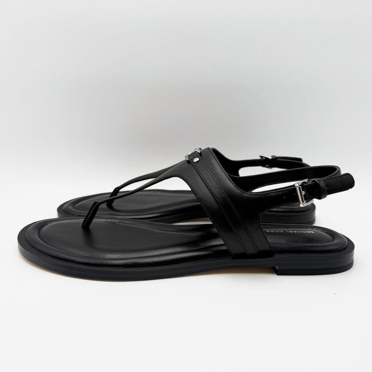 Michael Kors Womens Mandy Leather Thong Sandals Size 12 Black Slingback NIB