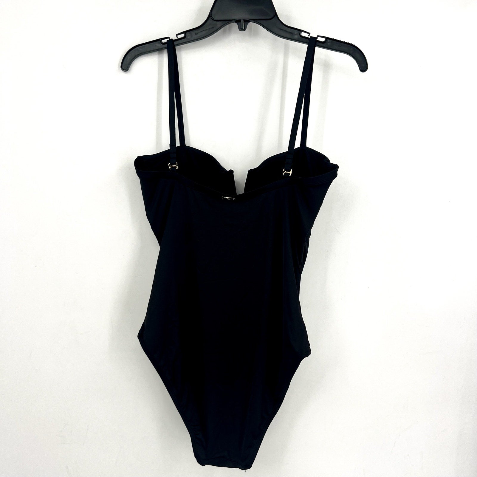 LAUREN RALPH LAUREN Solids V Wire One Piece Swimsuit Size 14 Black NWT