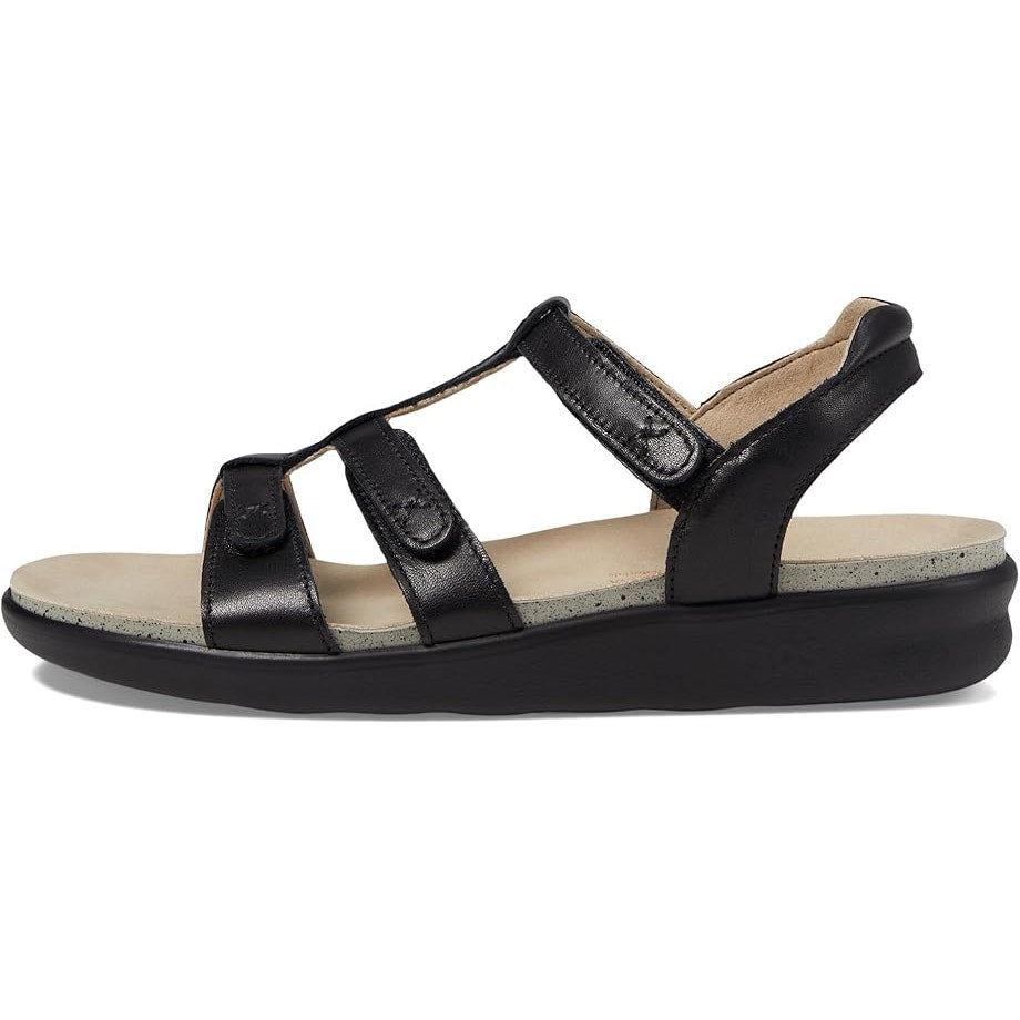SAS Womens Sorrento Adjustable Comfort Sandal US 12 M Black Leather NIB