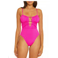 BECCA Women's Santorini One Piece Swimsuit Small Pink Flambe Cut Outs NWT