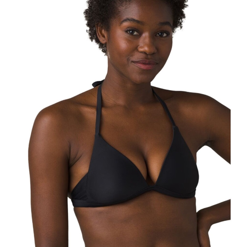 PRANA Women's Lexie Halter Bikini Top Medium Black Stretch UPF 50+ NWT