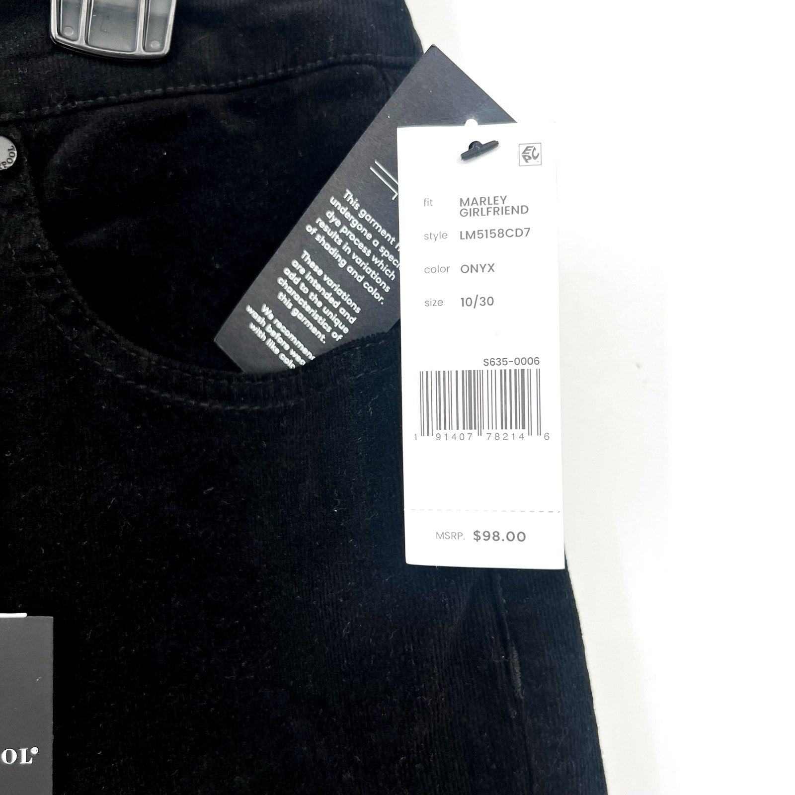 Liverpool Women's Marley Girlfriend Jeans SIZE 10 30 Black Corduroy Stretch NWT