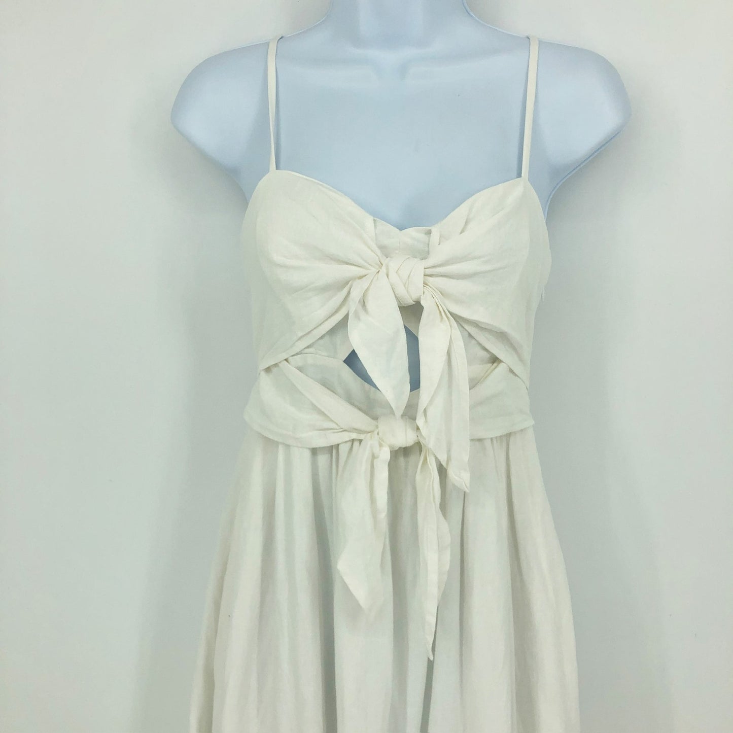 Madewell Womens Double-Tie Cutout Sweetheart Midi Dress White Size 4