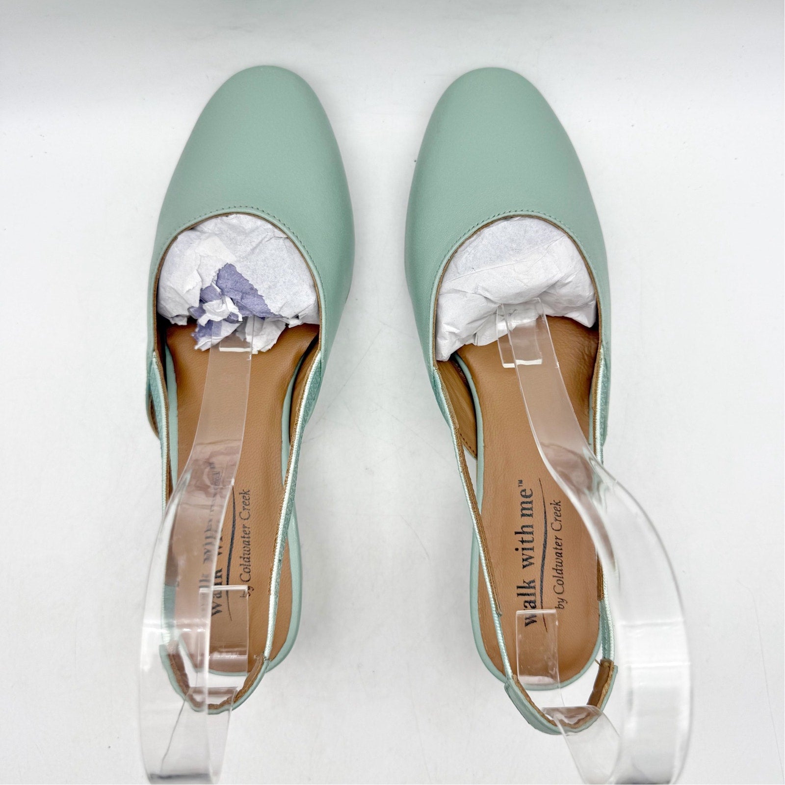 Coldwater Creek Womens Josie 2 Slingback Heels Size 9 M Sea Green Leather NIB