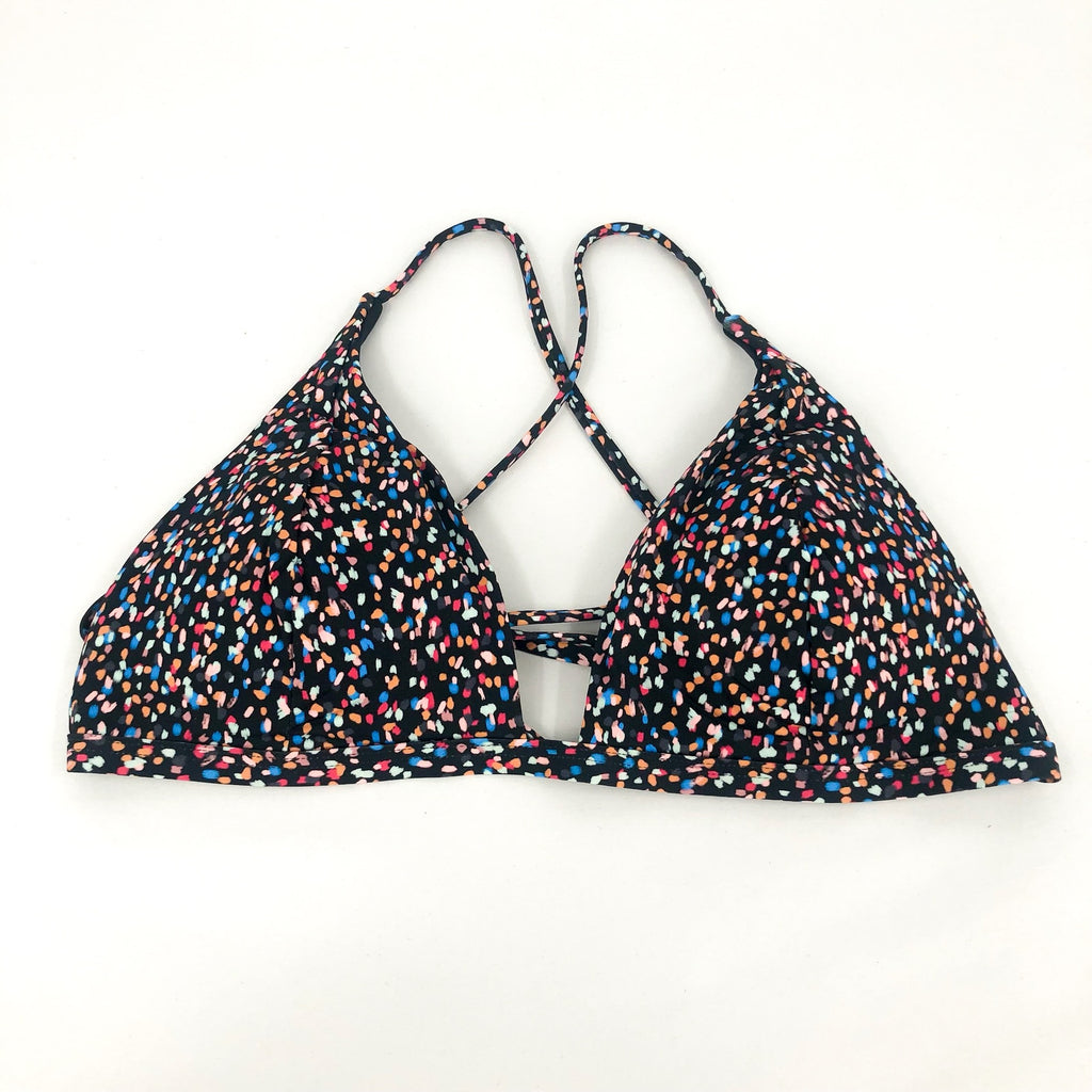 PRANA Women's Sunkissed Bikini Top XL Black Alotta Dots Stretch UPF 50+ NWT