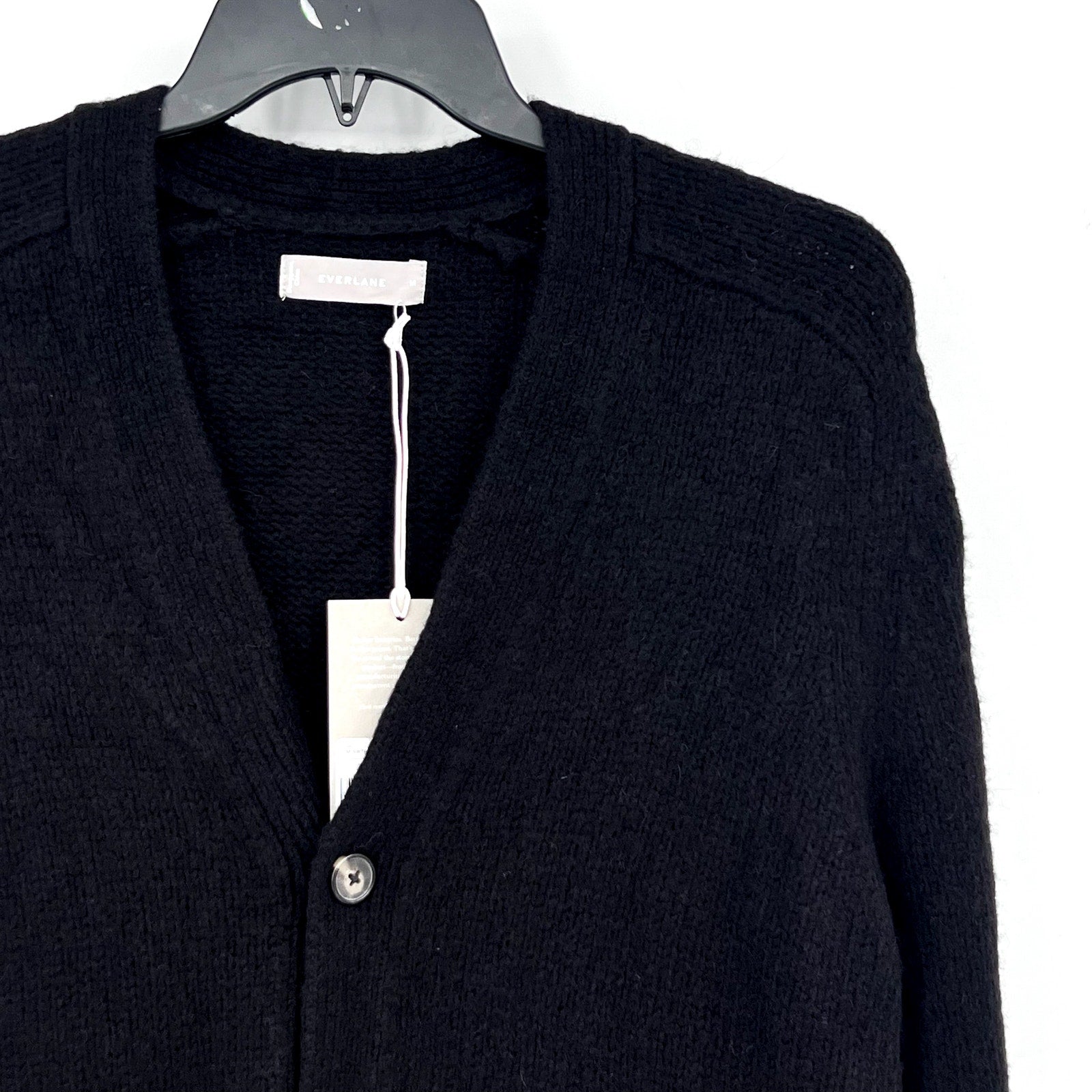 EVERLANE Men's The Cloud Relaxed Cardigan Sweater Medium Black Merino Wool NWT
