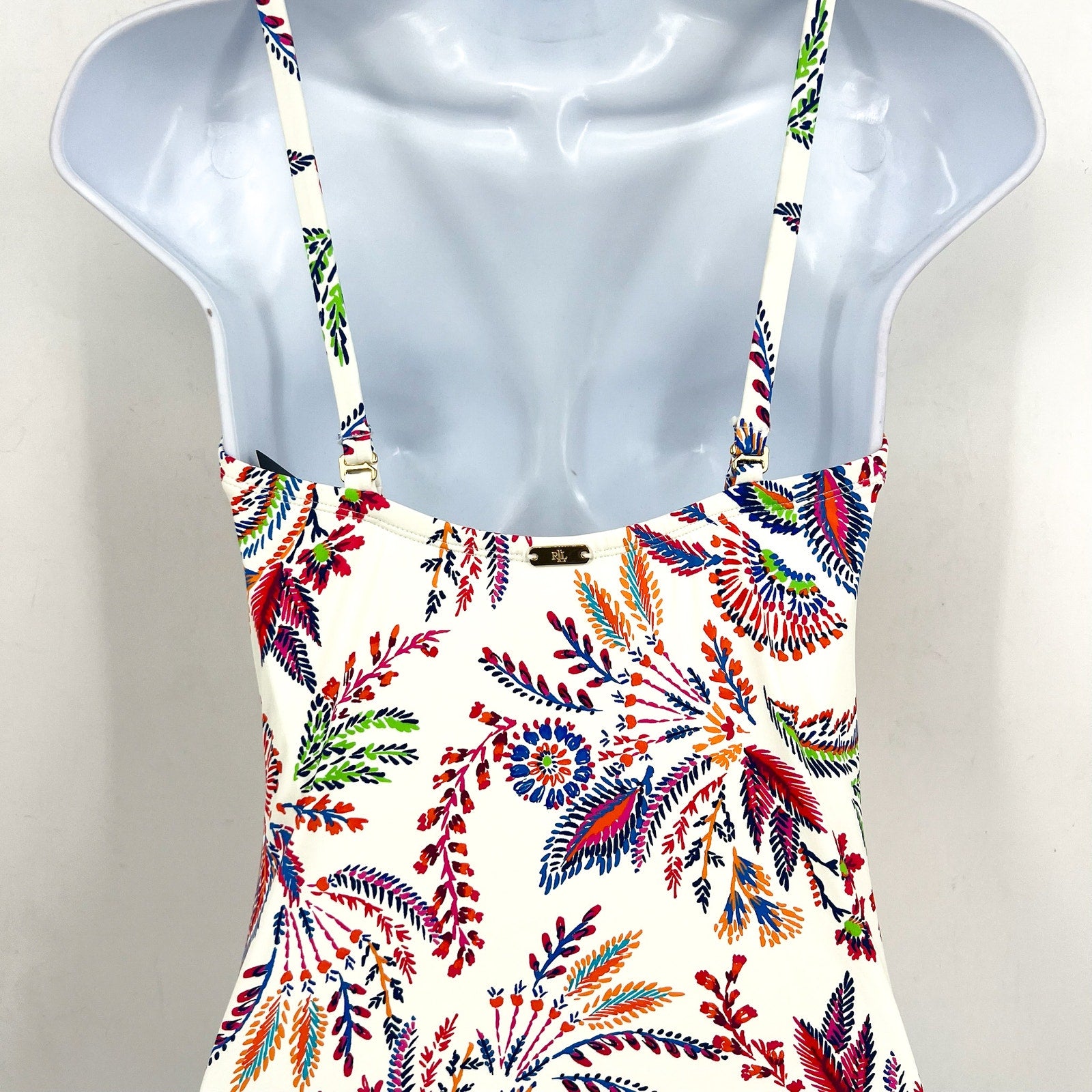 LAUREN RALPH LAUREN Fleurette One Piece Swimsuit Size 12 White Pink Floral NWT