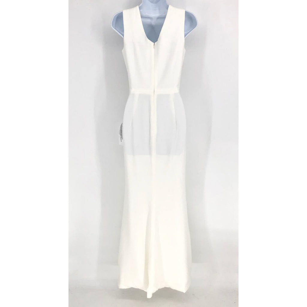 DRESS THE POPULATION Sandra Trumpet Gown Dress Small White Stretch Crepe NWT