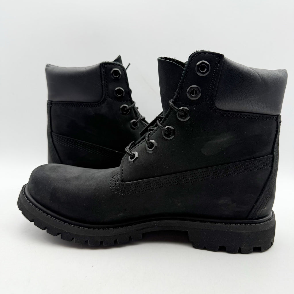 Timberland Premium Womens 6" Ankle Boots US 6.5 Black Nubuck Leather WP NIB