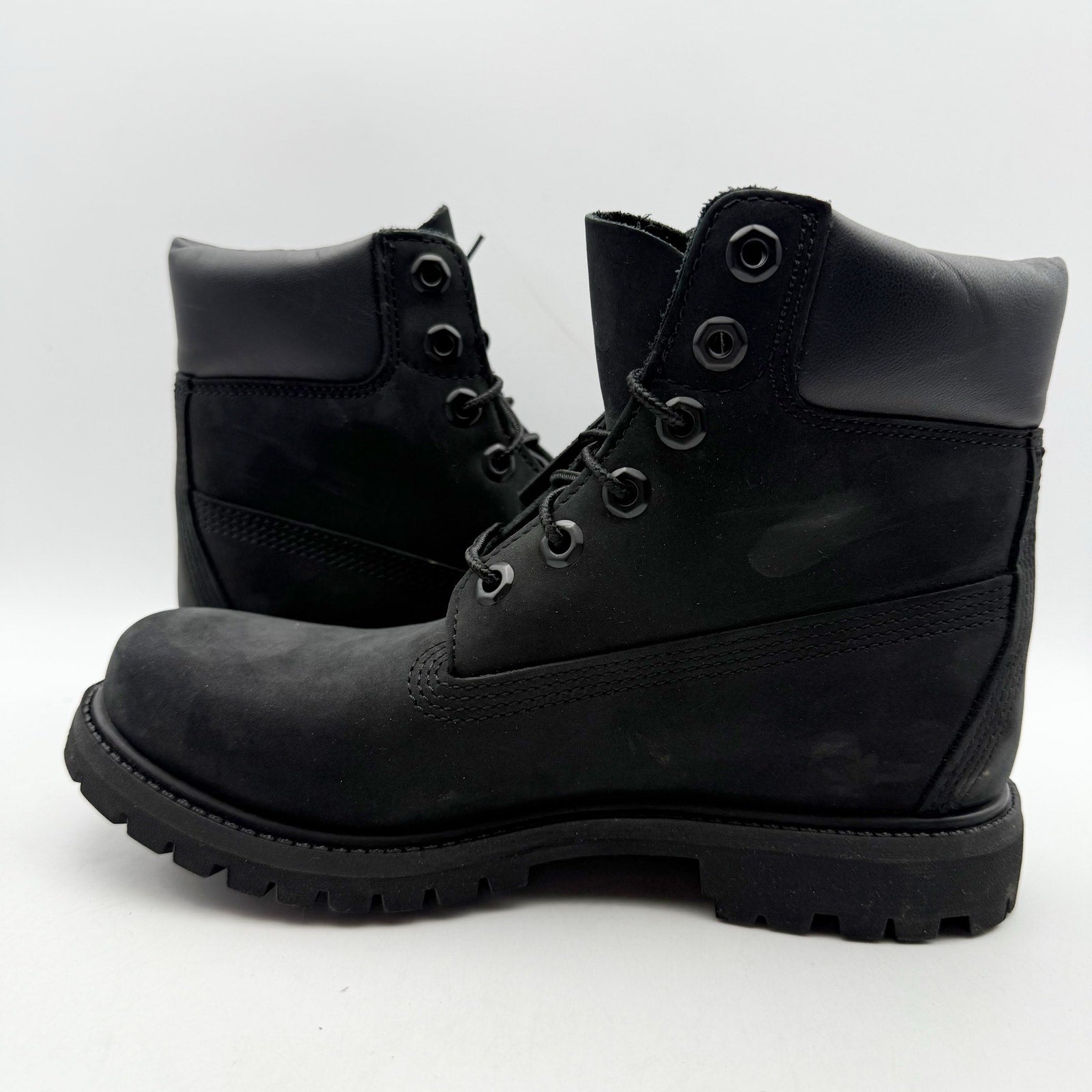 Timberland Premium Womens 6" Ankle Boots US 6.5 Black Nubuck Leather WP NIB