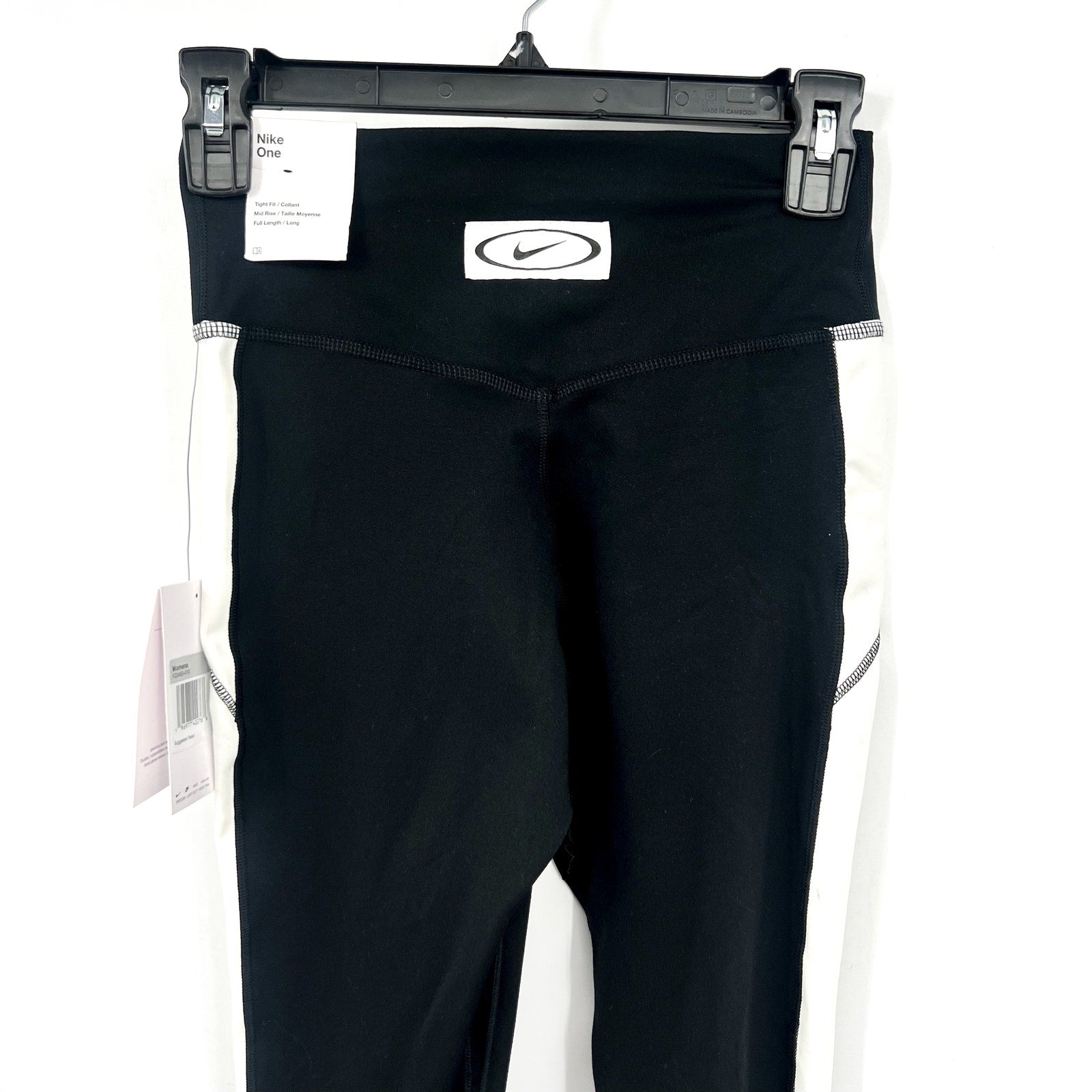 NIKE Women's One Full-length Leggings XS Black White Colorblock Mid-rise NWT