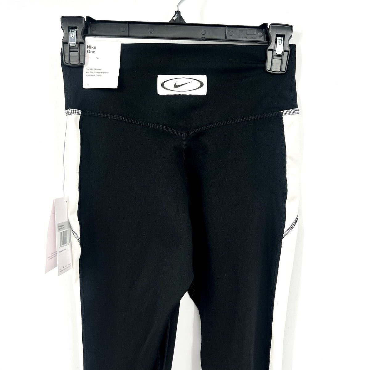NIKE Women's One Full-length Leggings XS Black White Colorblock Mid-rise NWT