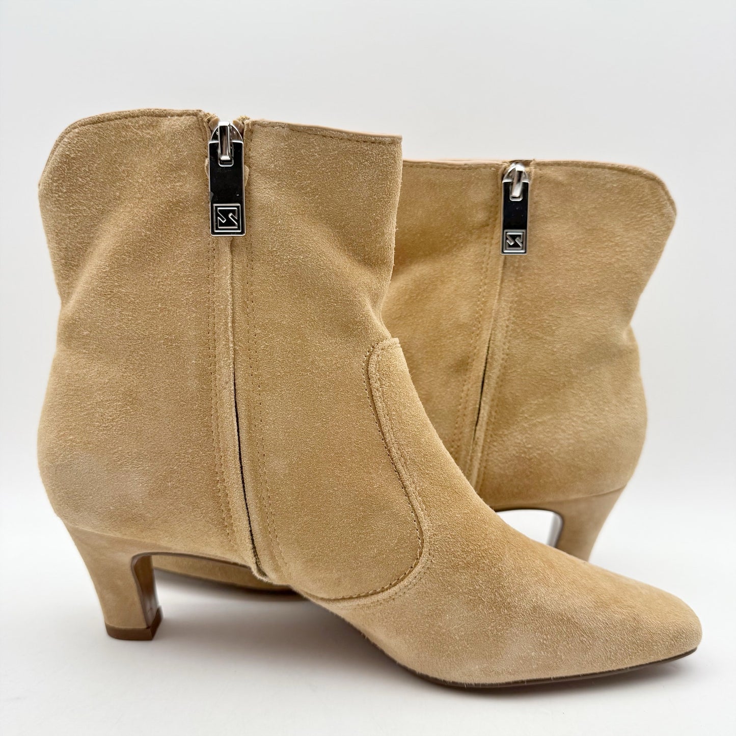 Franco Sarto Womens Alexandria Heeled Ankle Bootie US 6.5 M Brown Suede NWOB