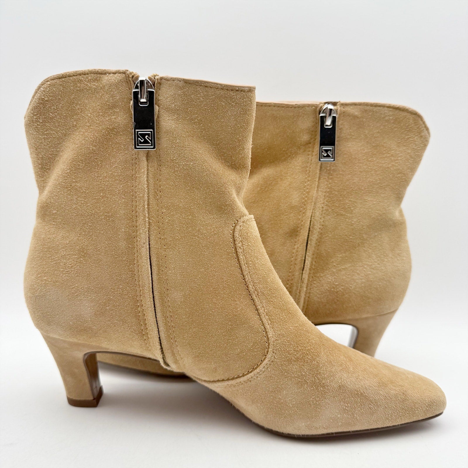 Franco Sarto Womens Alexandria Heeled Ankle Bootie US 6.5 M Brown Suede NWOB