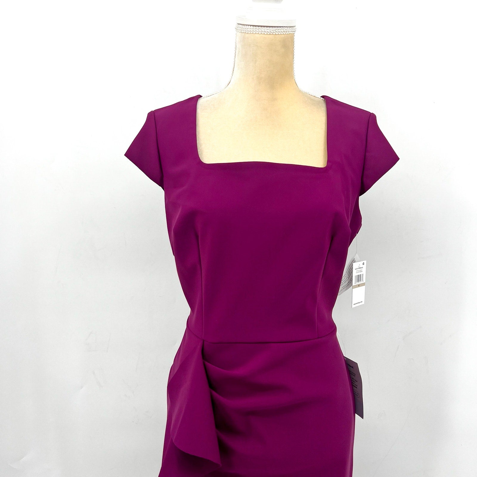 Alex Evenings Women's Short Cascade Sheath Dress Size 12 Pink Passion NWT