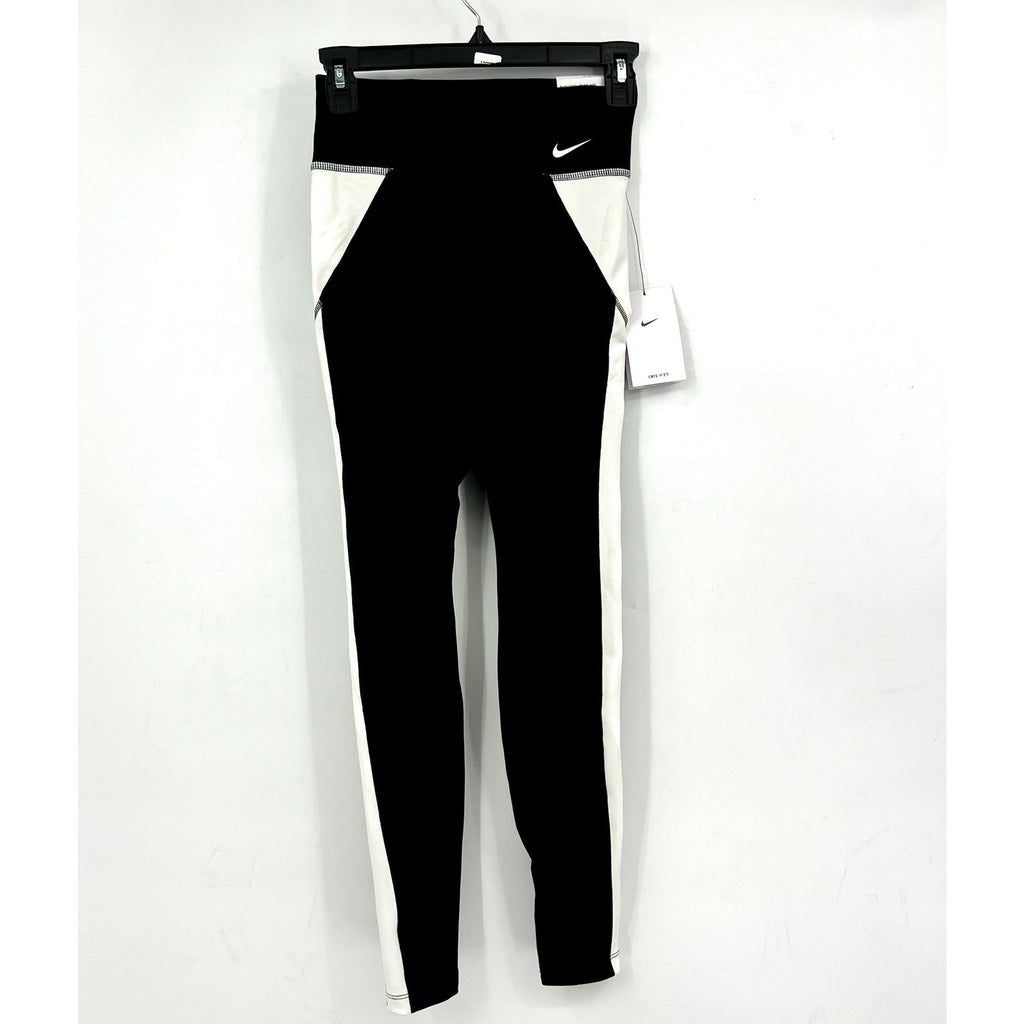 NIKE Women's One Full-length Leggings XS Black White Colorblock Mid-rise NWT