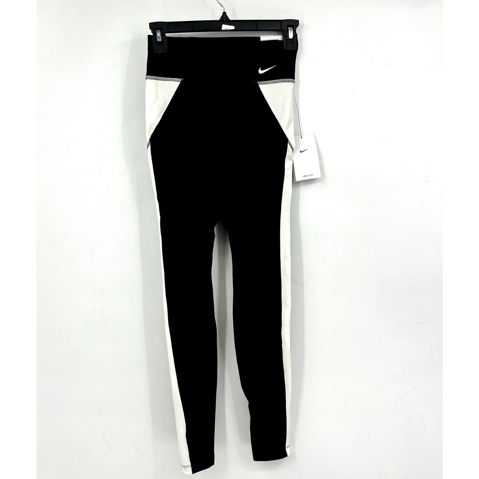 NIKE Women's One Full-length Leggings XS Black White Colorblock Mid-rise NWT