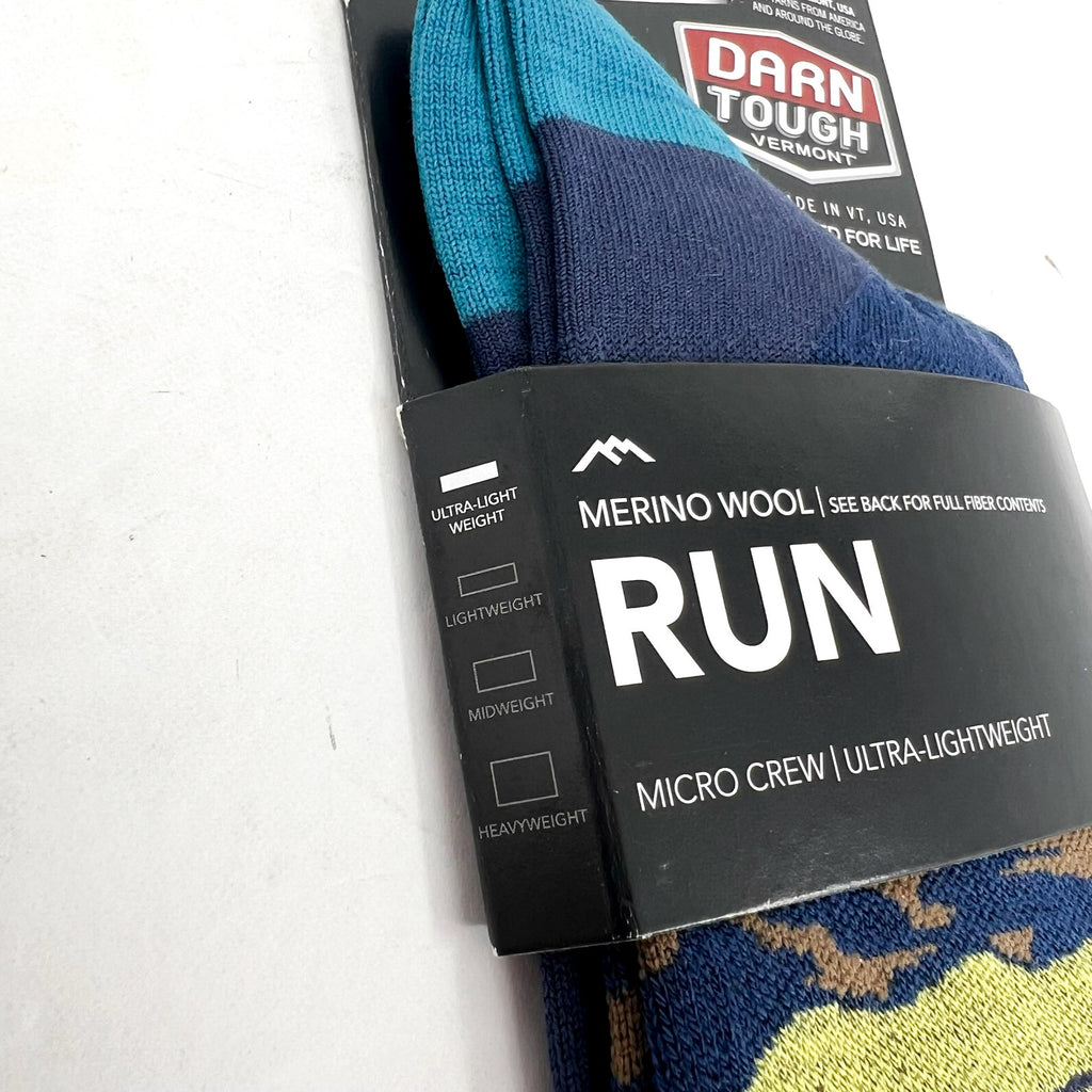 DARN TOUGH Unisex Ridge Runner Micro Crew Running Socks Large Blue Midnight NWT