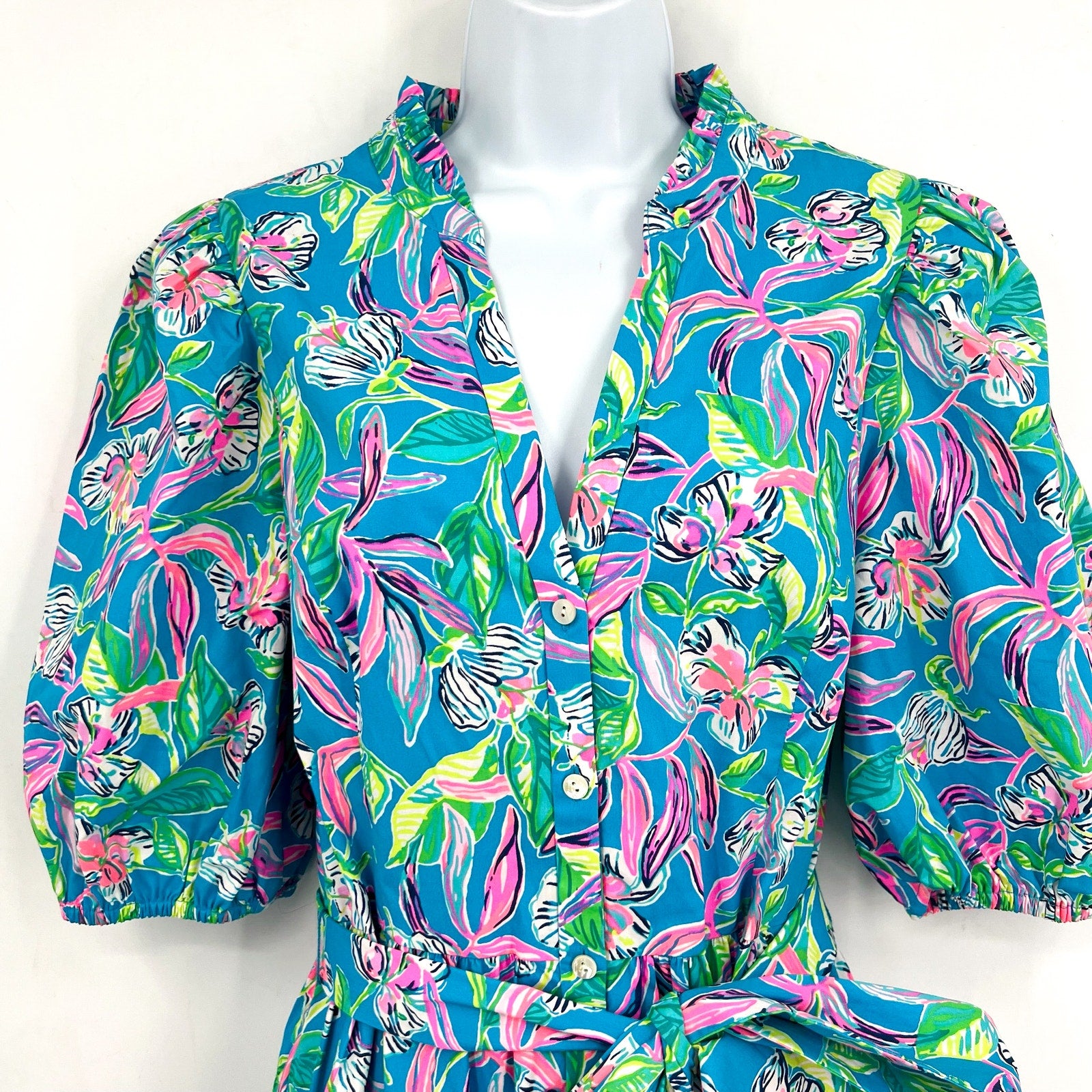 LILLY PULITZER Shona Dress Size 10 Formentera Turquoise Keep on Beleafing NWOT