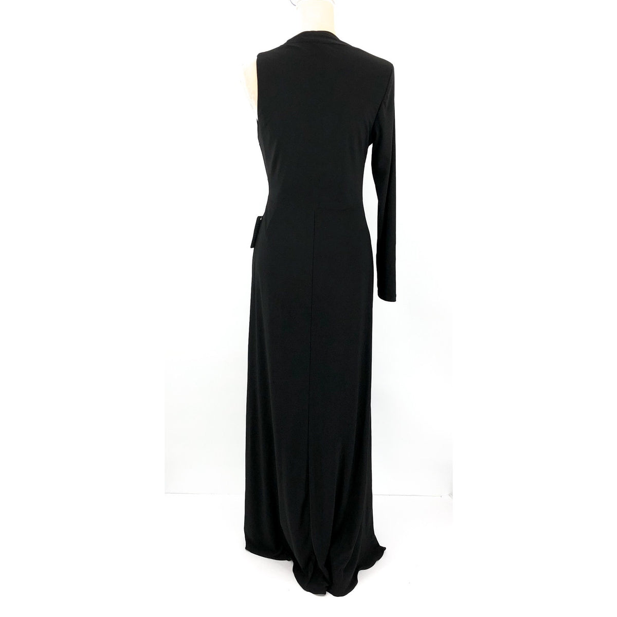 BETSY & ADAM One Shoulder Gown Size 12 Black Long Sleeve A22317N Dress NWT
