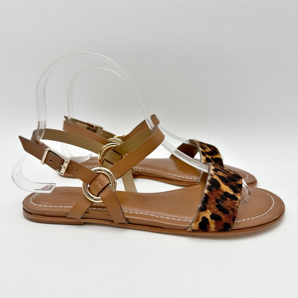 Bernardo Womens Henre Sandals Size 6 Brown Leopard Haircalf/Leather NIB