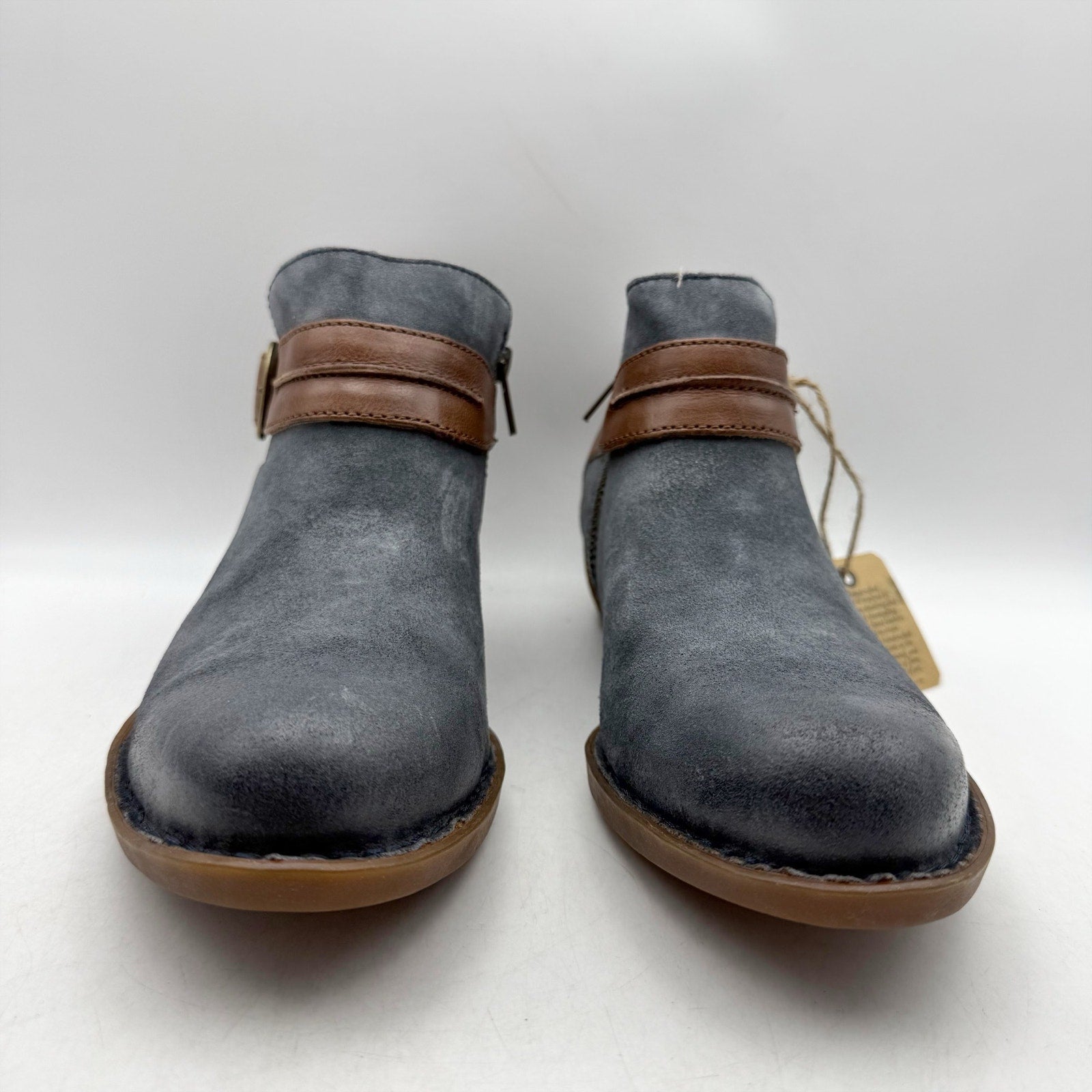 Born Womens Kati Ankle Booties US 8 M Blue Brown Leather NWOB