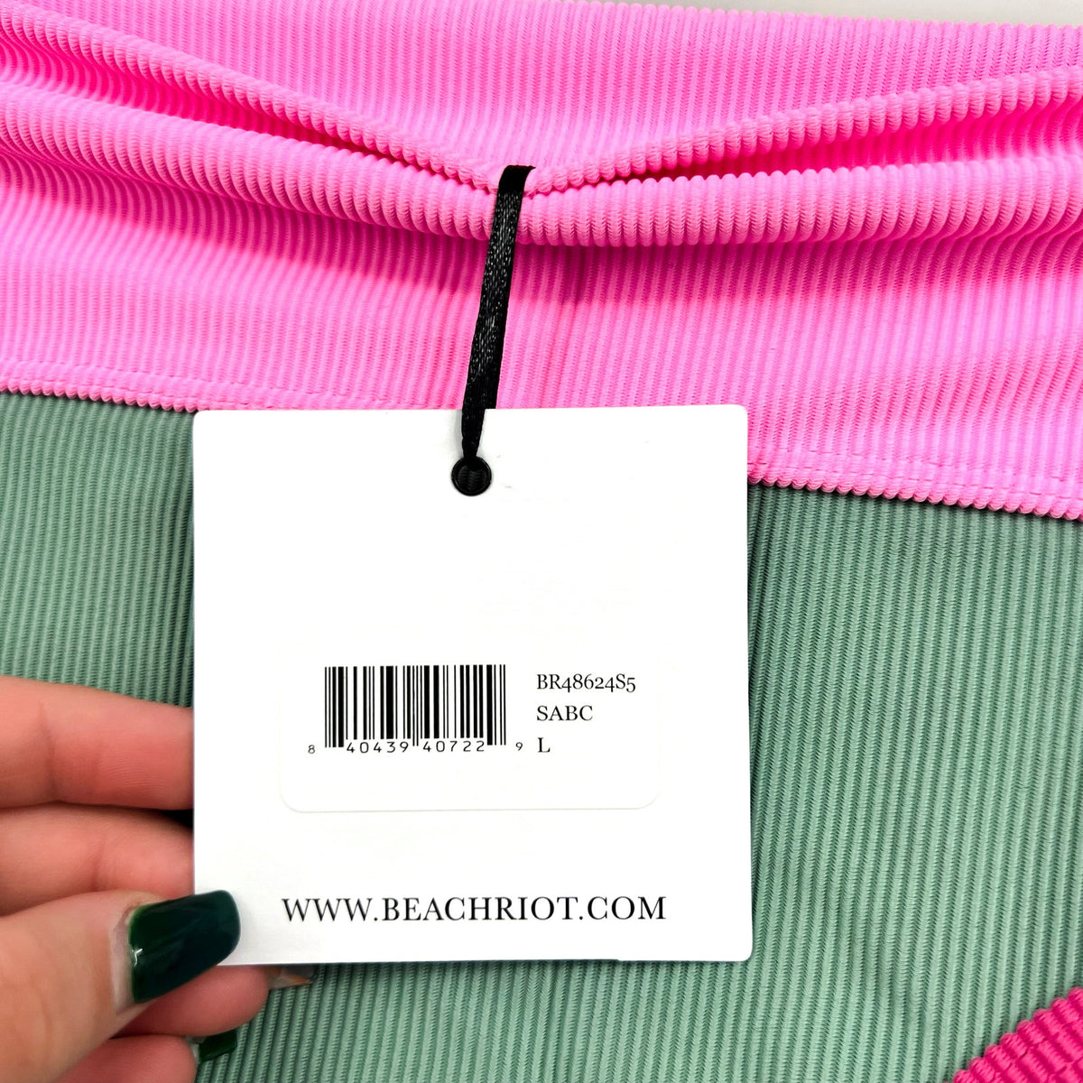 BEACH RIOT Women's Emmy Bikini Bottom Large Green Sage Bloom Colorblock NWT