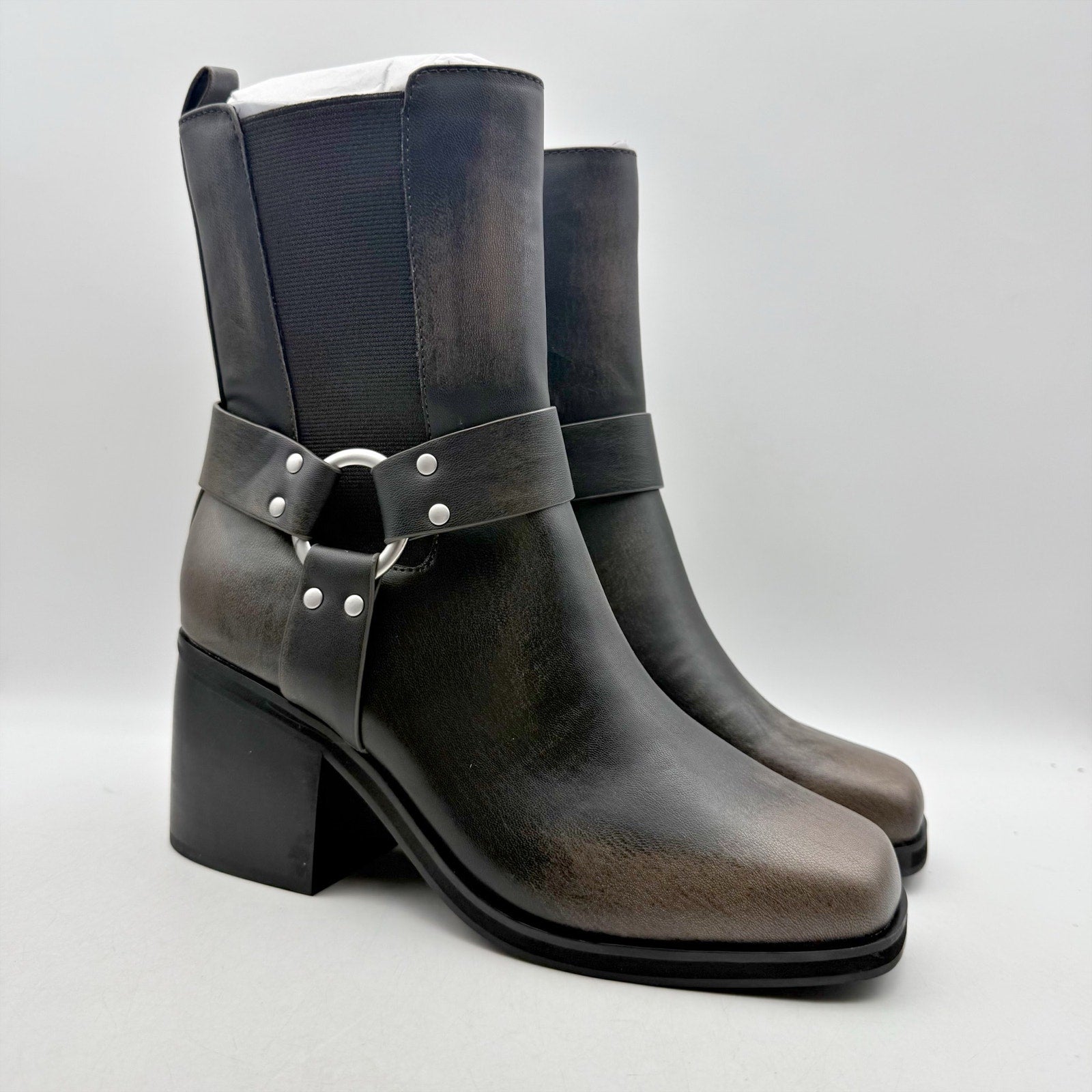 The Drop Womens Stevens Heeled Chelsea Boots US 7.5 Brown Distressed Cognac NWT
