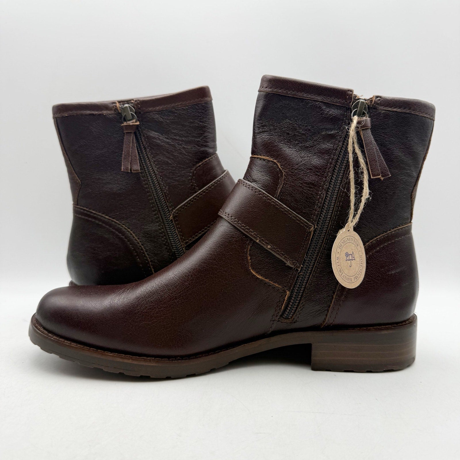 SOFFT Womens Brie Ankle Boots US 9 M Brown Leather Waterproof NWOB