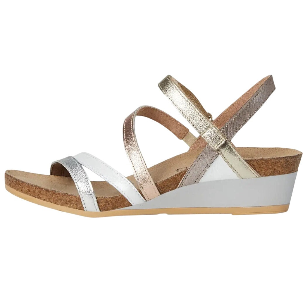 Naot Womens Hero Wedge Sandal US 11 EU 42 Silver Hook Loop Closure Leather NWOB