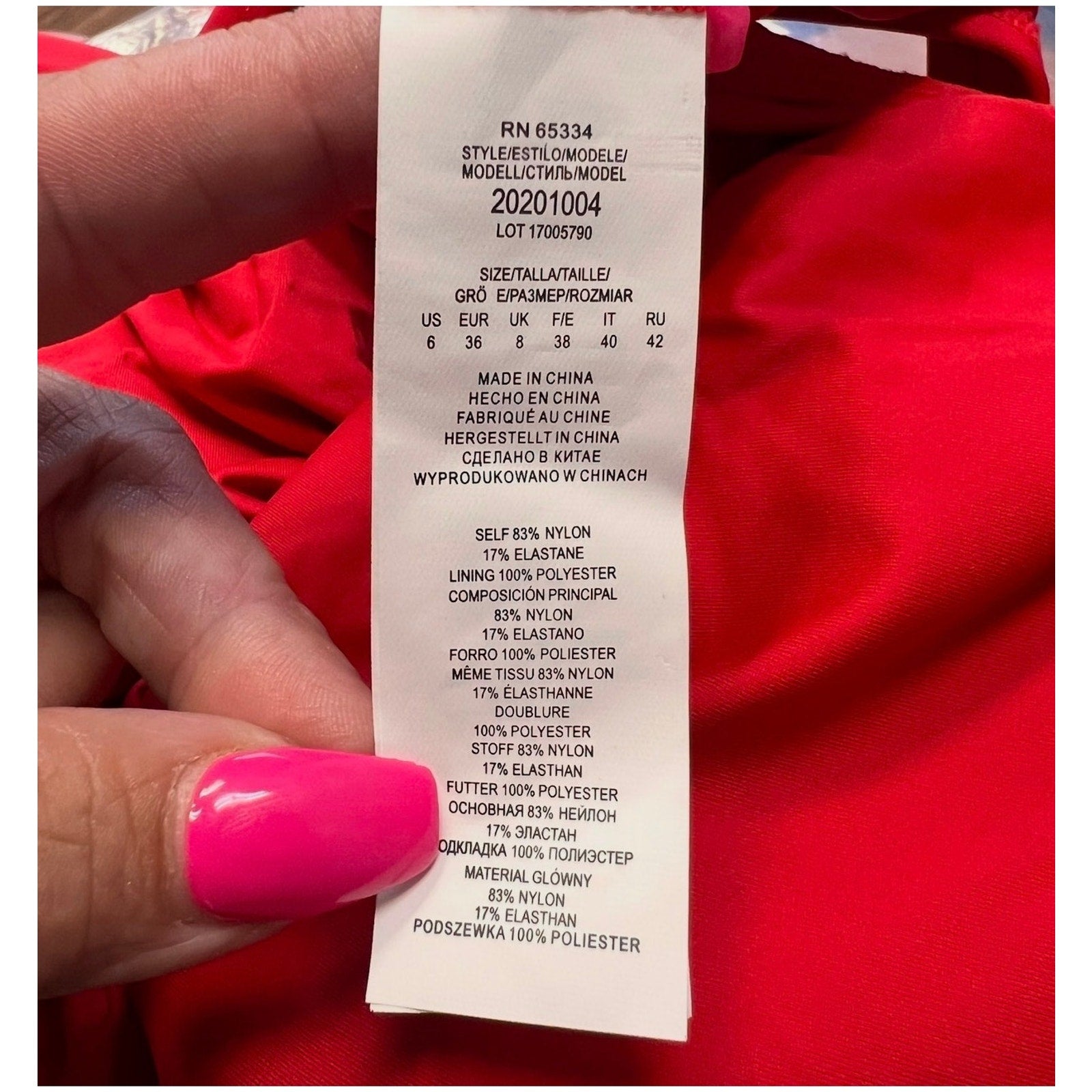 LAUREN RALPH LAUREN Double Strap One Piece Swimsuit Size 6 Red One Shoulder NWT