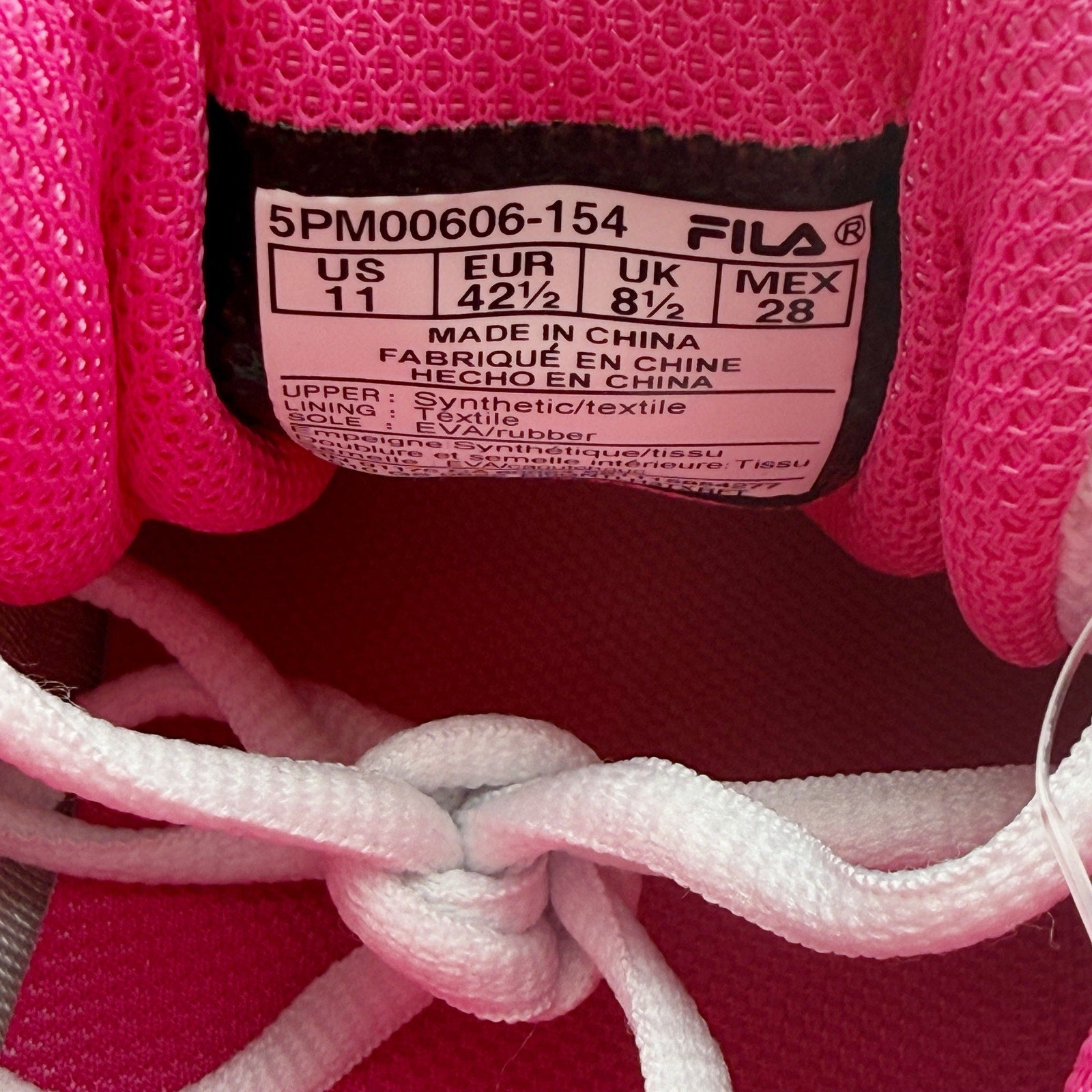 FILA Womens Double Bounce 3 Pickleball Sneakers US 11 EU 42.5 White Pink NWOB