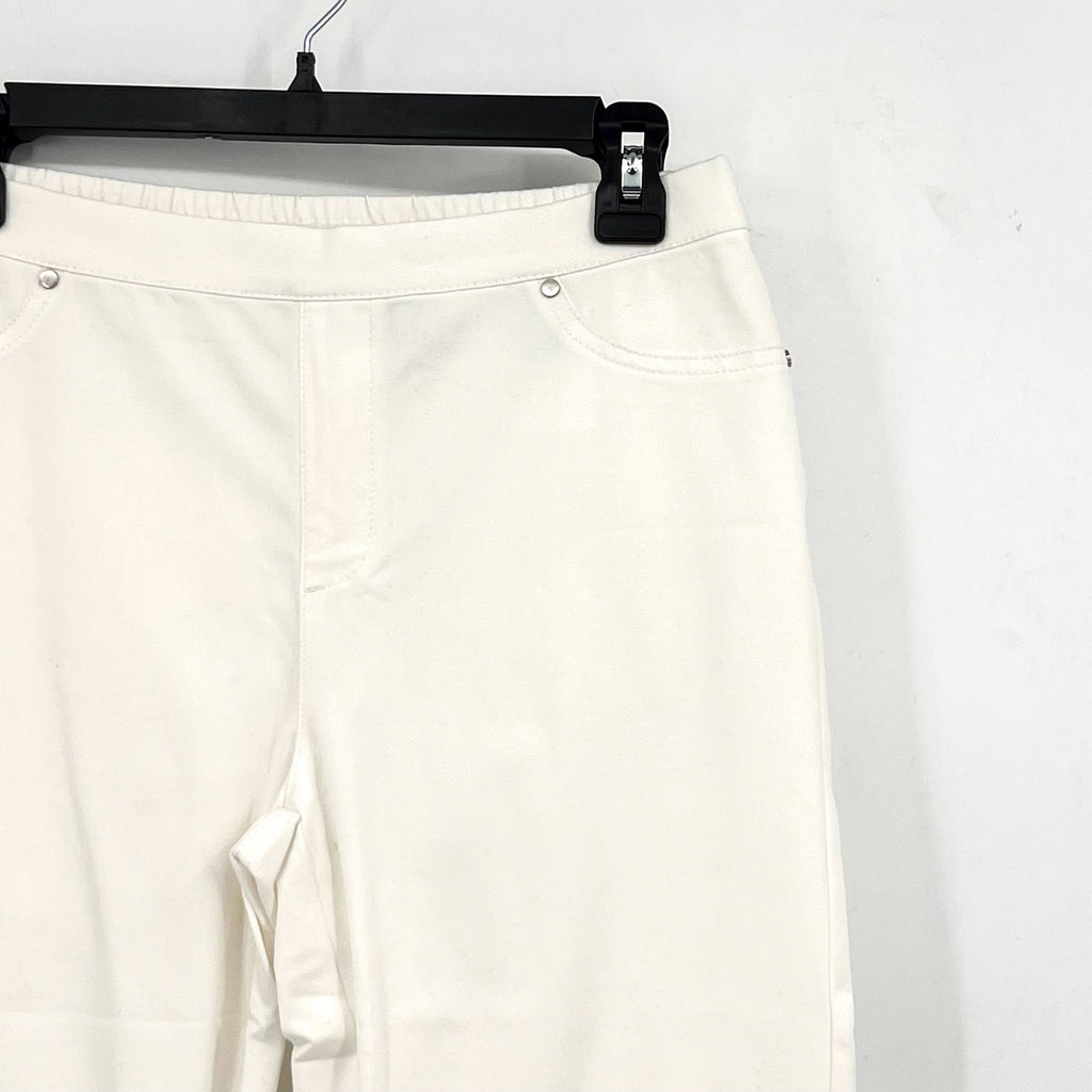 H BY HALSTON Womens Ultra Knit Pull-On Ankle Pants Size 2 White Slim Leg NWOT