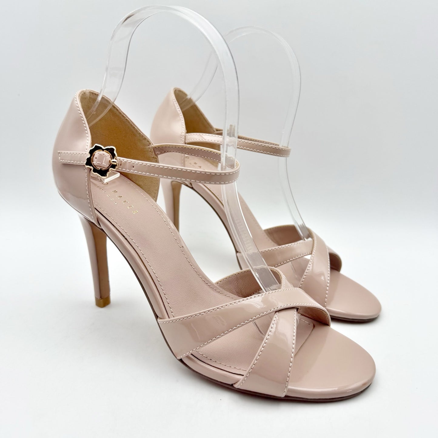 Ted Baker Womens Harinap Heeled Sandals EU 37.5 US 7.5 Nude Leather NIB