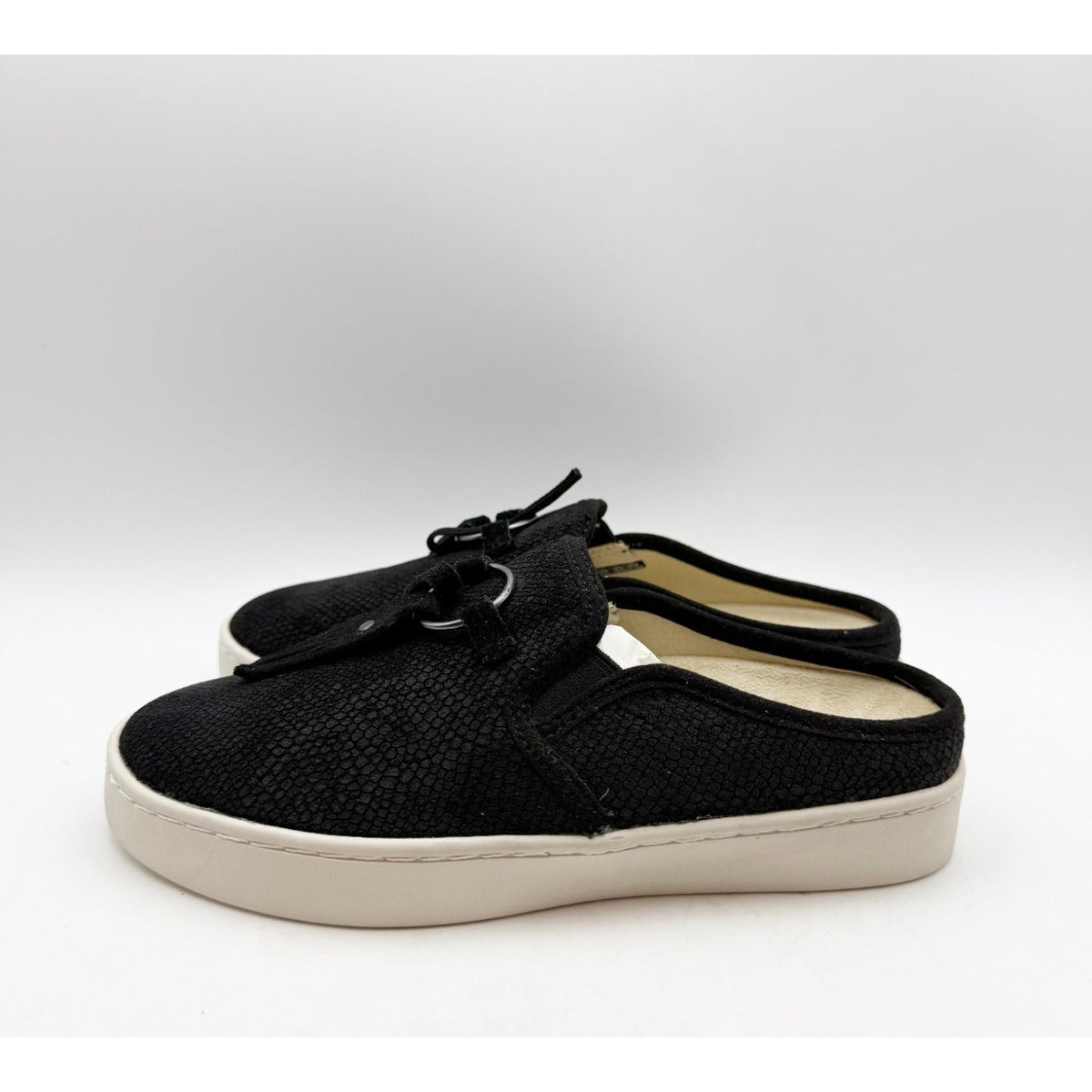 Spenco Women's Bindie Slide Slip On Shoe Size 5 B Black Embossed Suede NIB
